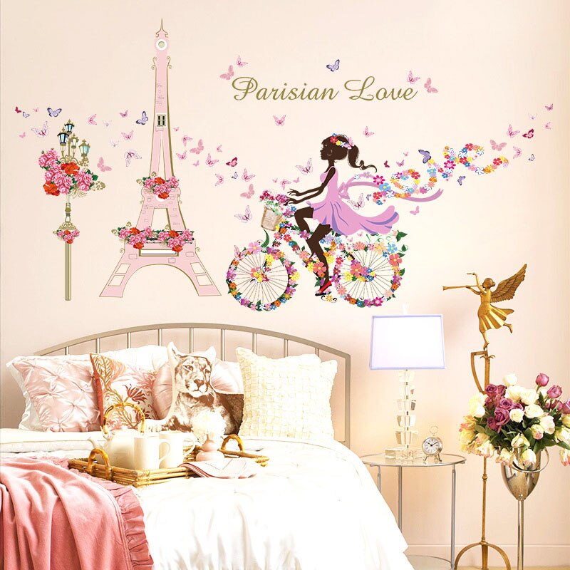 Flower Swing Fairy Girl Wall Stickers DIY Dancer Mural Dormitory Decals for Home Decoration Kids Rooms Butterfly Bedroom Nursery