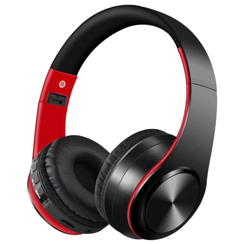 LOVEBAY Bluetooth Headphones Over Ear - Wireless Noise Cancelling, Foldable Stereo Headset with Microphone, Super Bass: Red