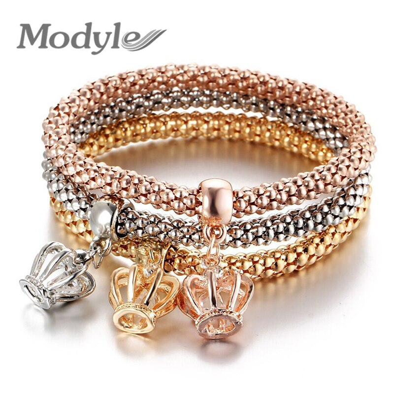 Modyle-Pulseras y brazaletes de Color dorado para mujer, brazaletes de cadena de Metal, joyería de