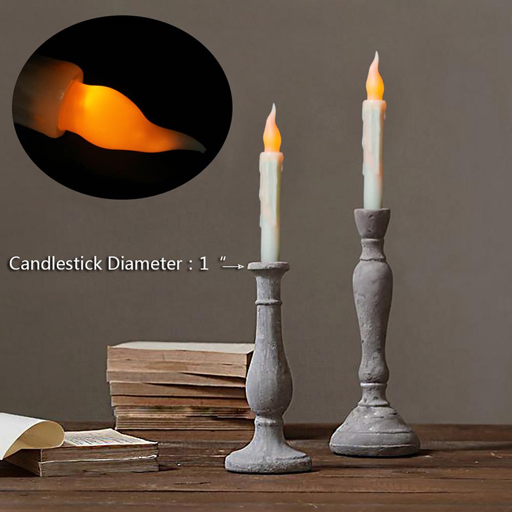 12/24pz portato candele coniche senza fiamma 6.5 &quot;candela affusolata alta a batteria candelieri portatili a fiamma tremolante bianco caldo