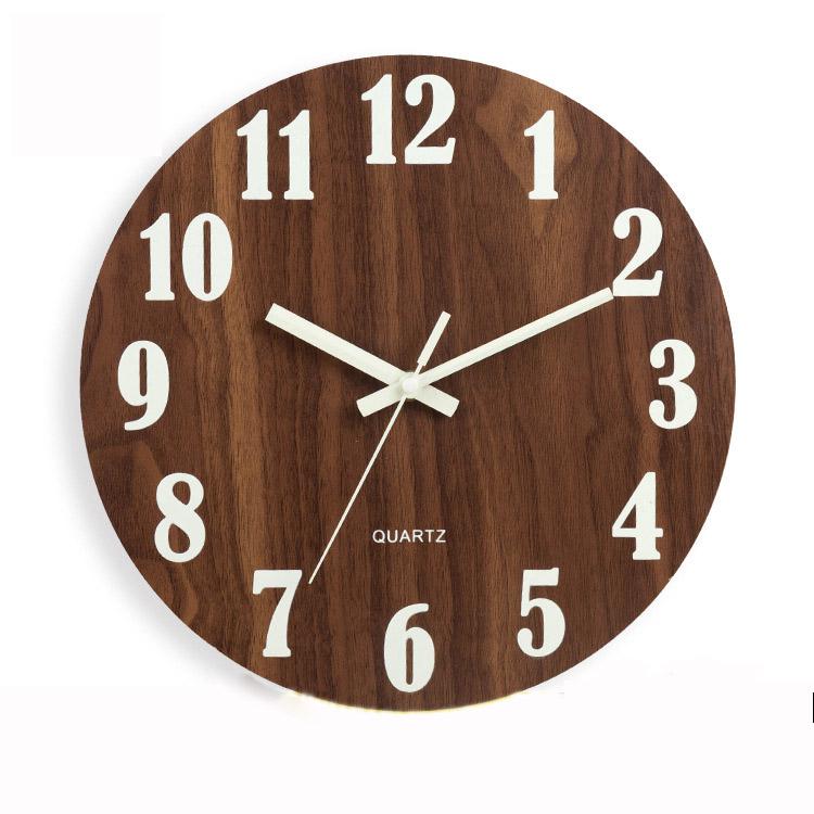 Wooden Wall Clock Luminous Digital Wall Clock Unique Large Digital Watch Wall Clock Paper Decal Home Modern Decoration