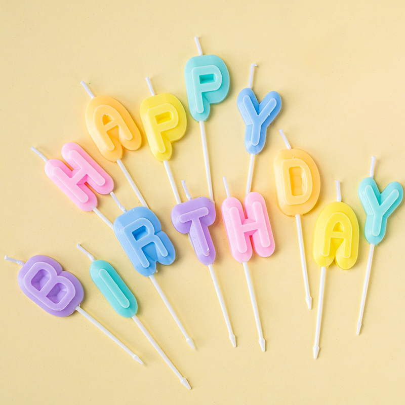 Bougies d'anniversaire avec lettres colorées, 13 paquets, lettres de fête pour enfants et adultes, couleur bonbon, décoration de gâteau: MULTI