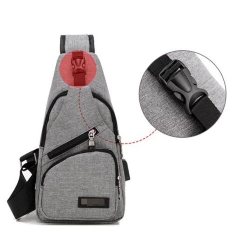 Men's Canvas Sling Pack Chest Shoulder Crossbody Bag Biker Satchel Men Briefcases Hott Sales: Gray