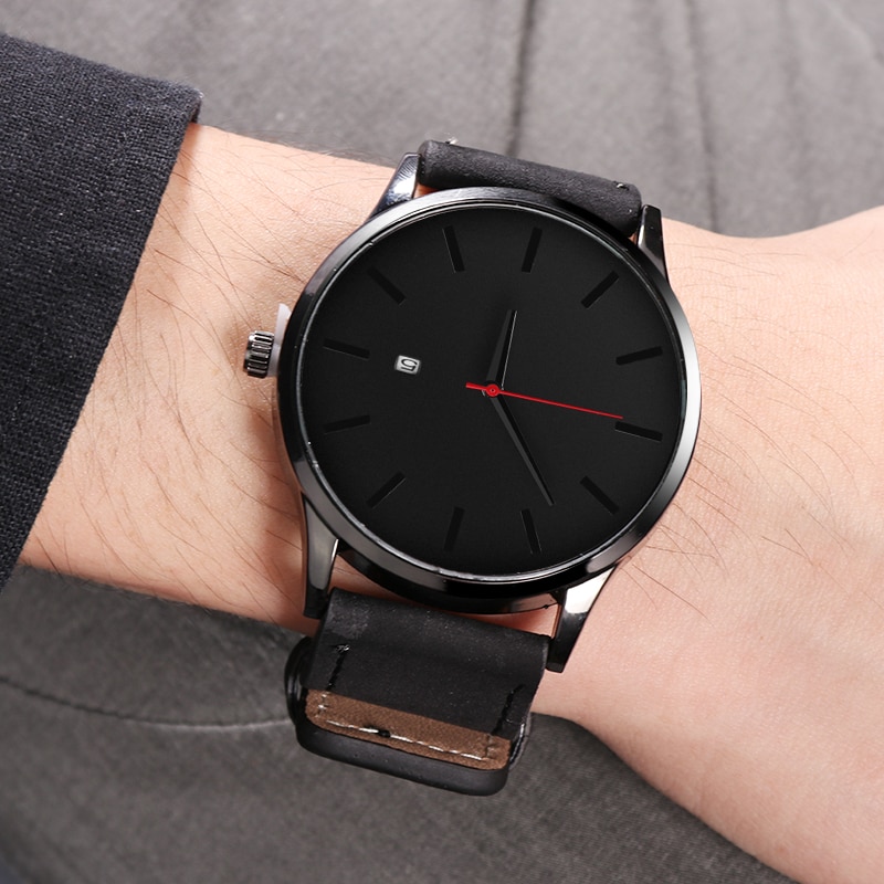 Montre hombre herrklockor läder sport quartz klocka herr casual man erkek kol saati armbandsur relogio masculino