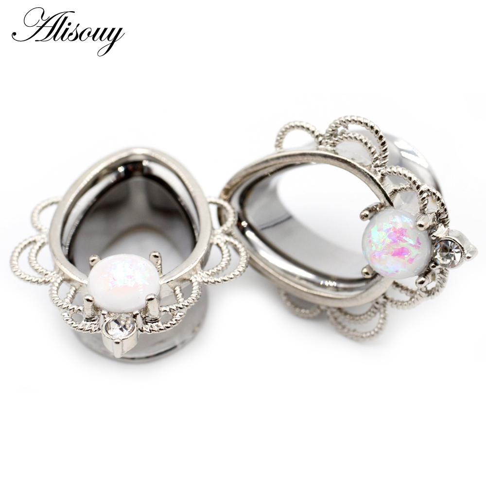 Alisouy 2PC Ear Piercing Plugs Tunnels Expanders Body Jewelry Gauges Studs Stretcher Earrings Jewelry 0G 00G: Blue / Rhodium Plated