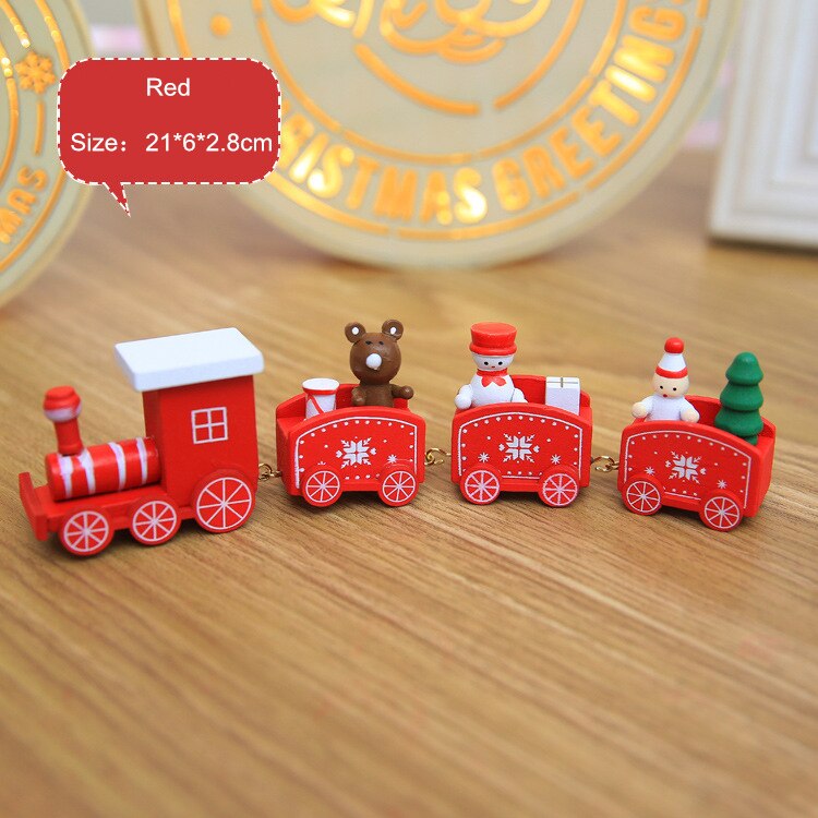 4 Knopen Kerst Trein Geschilderd Houten Kerst Decoratie Voor Thuis Met Santa Kinderen Speelgoed Ornament Navidad Jaar: Red