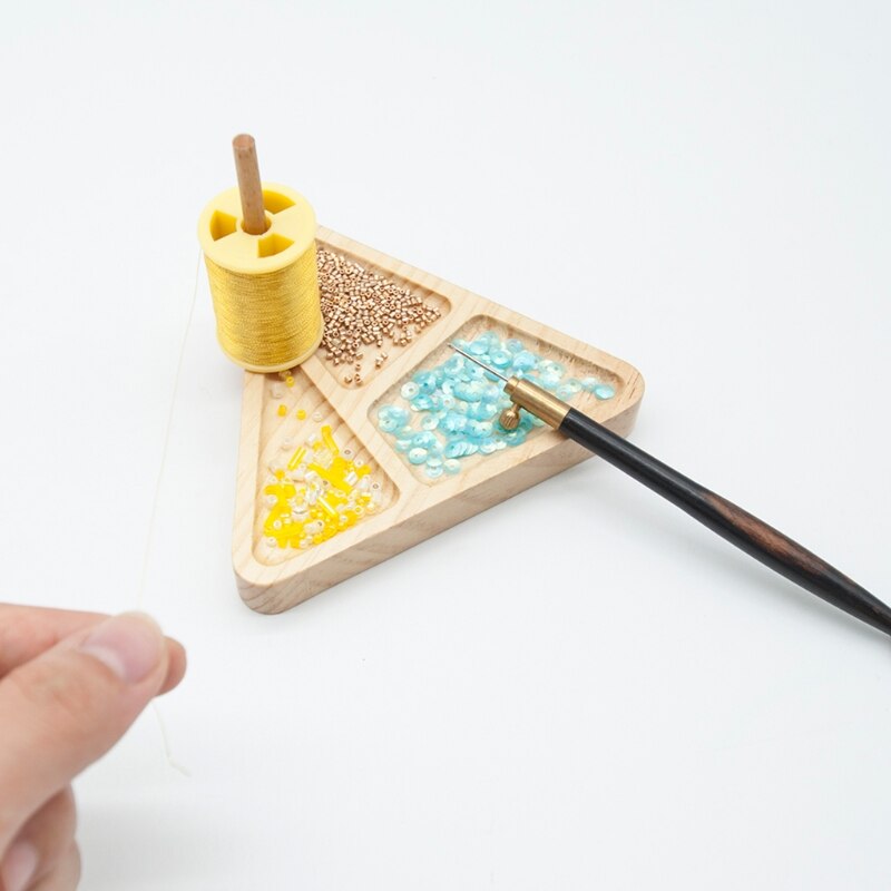 Wooden Bead Loom Kit Triangle Weaving Beading Beads DIY Knitting Machine Board Organizer Tray Jewelry Making Crafts J60C