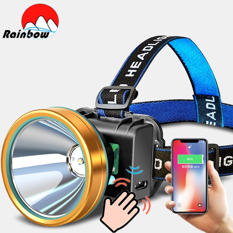 200000LM potente faro a LED ad alta potenza faro a LED ricaricabile batteria integrata torcia USB torcia per la pesca
