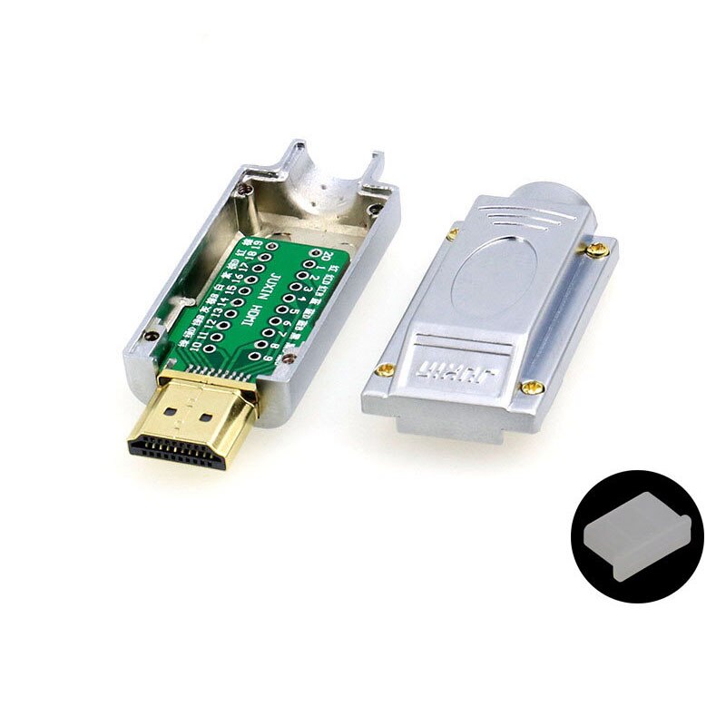 Conector de cabeza de soldadura HDMI, carcasa de aleación de aluminio, Junta chapada en oro, línea HD 4K, macho DIY: D