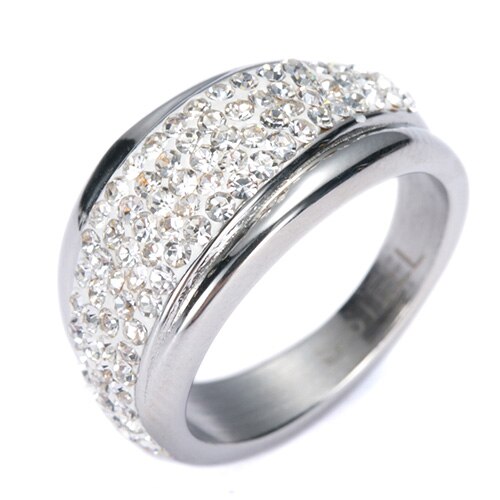 Bague en acier inoxydable NIBA 316L pour femme avec cristal autrichien Stellux de supérieure: 9 / Argent