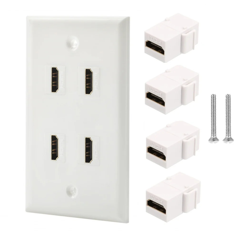 Female Connector Hdmi Wall Socket Plug Insert Jack Outlet Panel Mount Support 4k 3d Ethernet For All Standard Wall Socket Plate: Brown