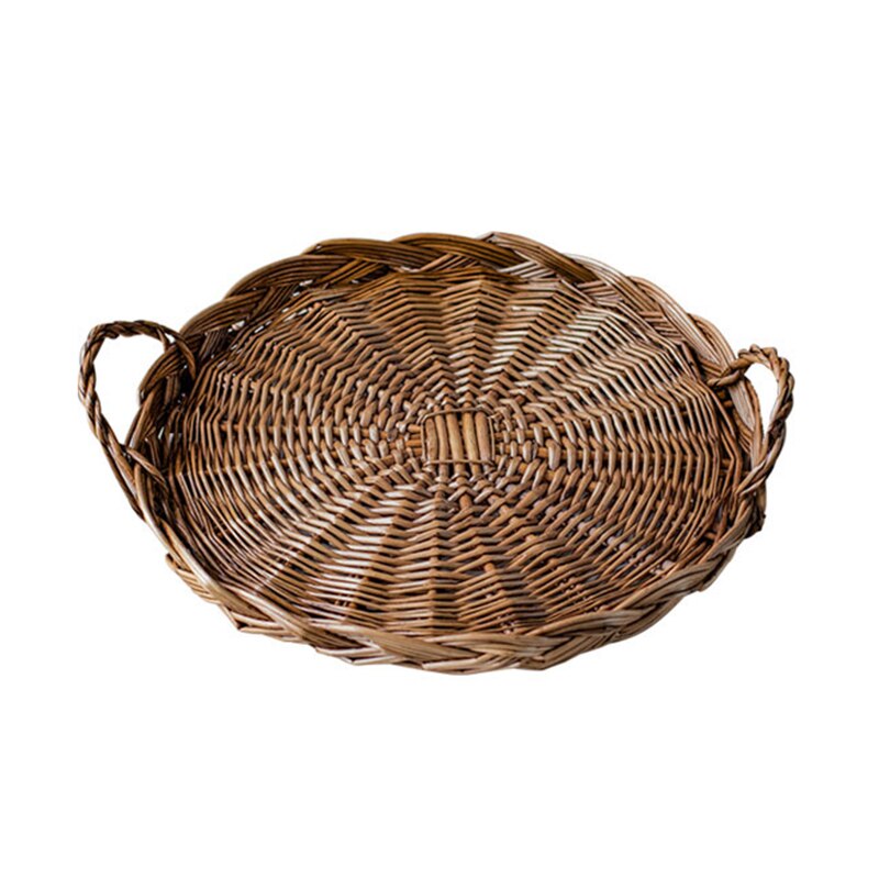 Cesta de mimbre vietnamita para pan, cesta de mano redonda ovalada, ollas para hornear pasteles: B