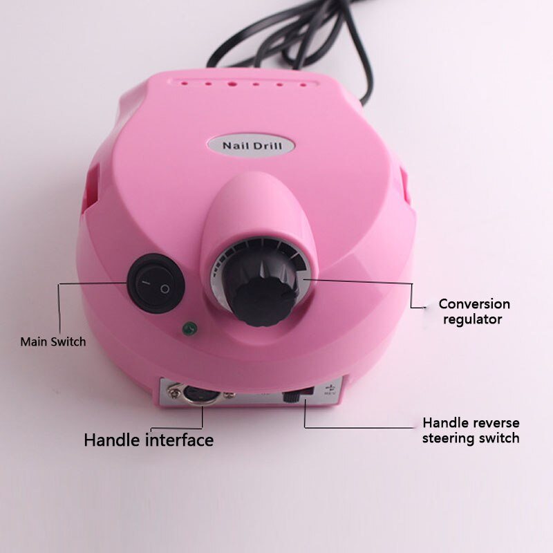 25000 RPM Electric Nail Drill Machine Manicure Nail Drill Bits Set Pedicure Sanding Equipment Miling Cutter File Left Hand Tool