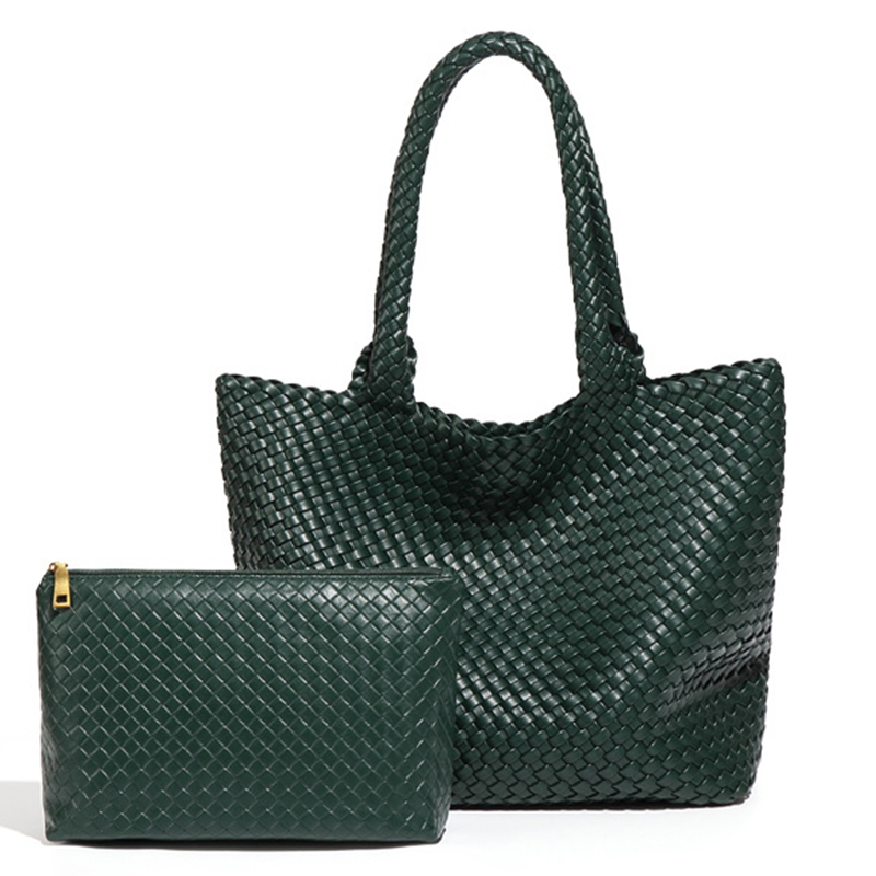 Bolsos de cuero tejidos Bolso grande tejido para mujer Bolso tejido de Bolso de cuero vegano: Transparente