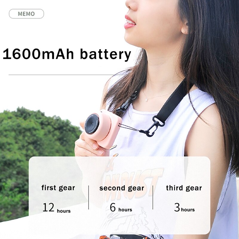 Camera Shape Hanging Neck Fan Portable Mini Camera Fan USB Rechargeable Mute Summer Small Air Cooler