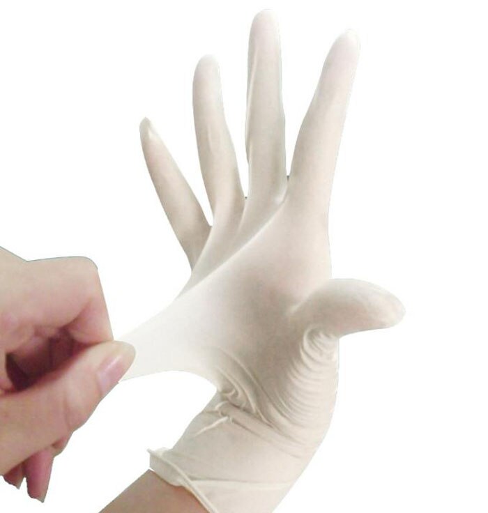 Handskar 100 st vit blå engångs latex nitril handskar latex för hushållsrengöring produkter industritvätt, handskar s,m,l