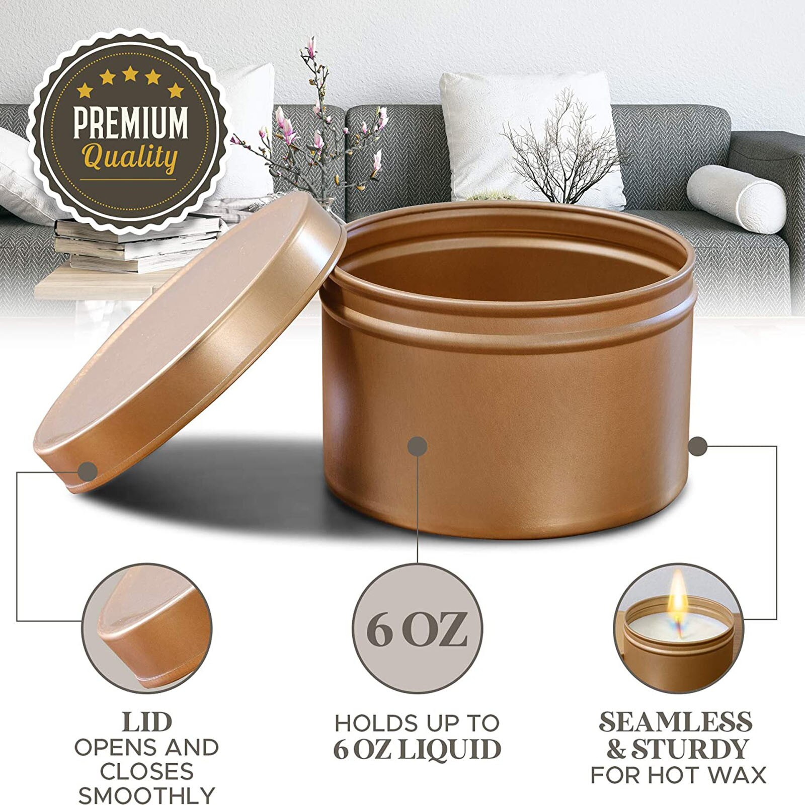 12 Pack 8 Ozs Luxe Kaars Potten Met Deksel Bulk Ronde Kaars Container Tins Lege Opbergdoos Diy Care Beauty monsters # T1G