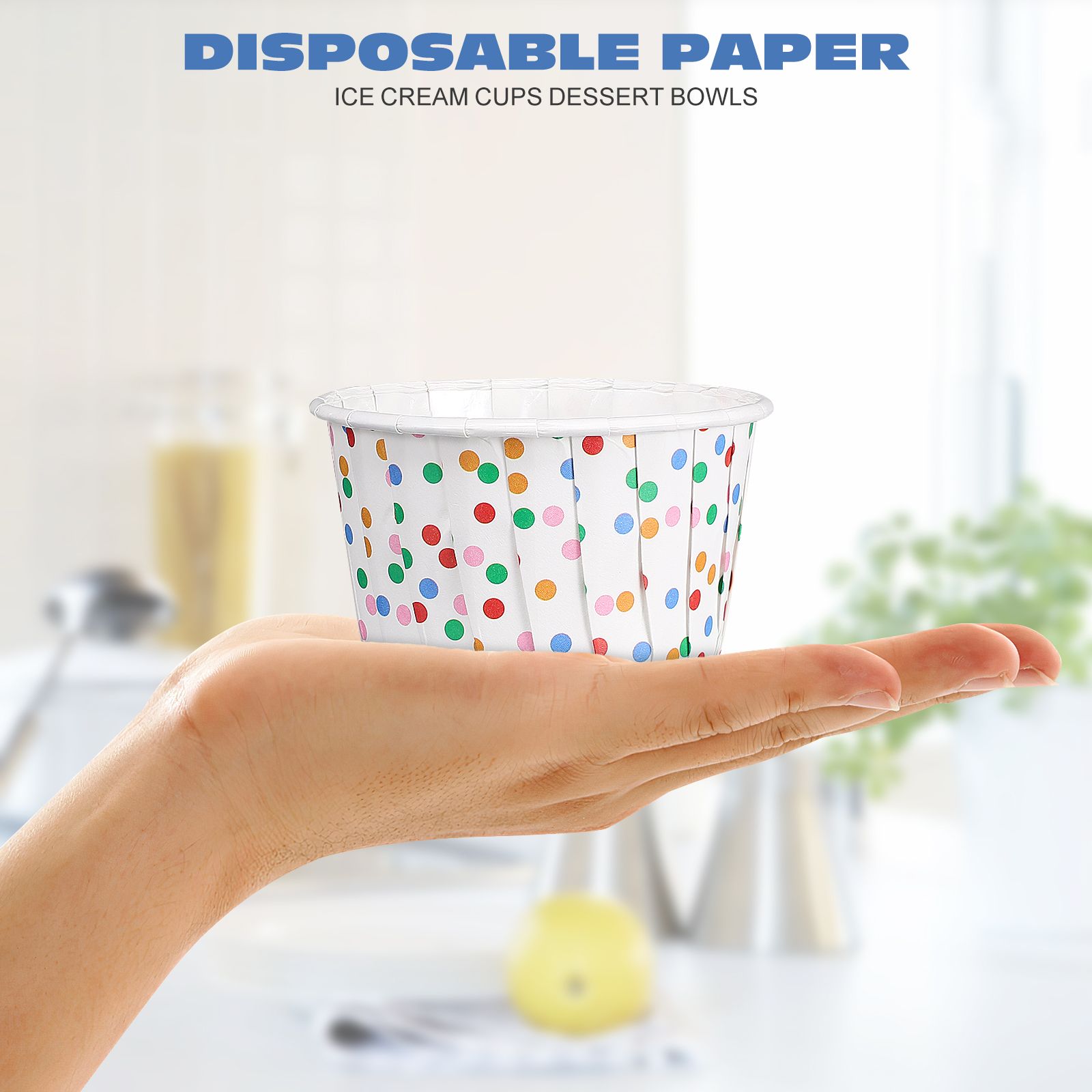 100pcs CabilockPolka Dot Paper Treat Cups Disposable Dessert Bowls for Sundae Cake Ice Cream
