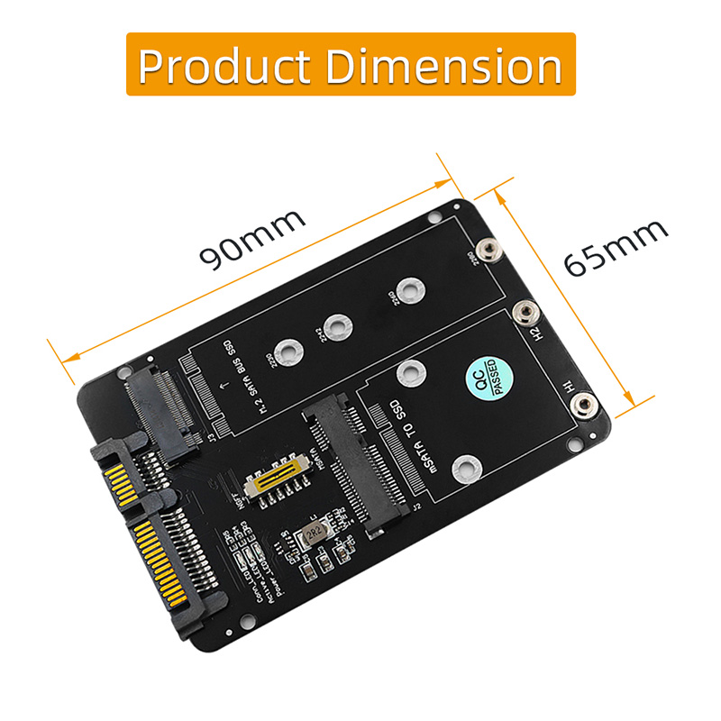 Adaptateur M2/mSATA vers SATA 2 en 1, clé B SSD / mSATA SSD vers SATA3.0 6G 2.5 pouces, convertisseur, carte Riser pour PC portable