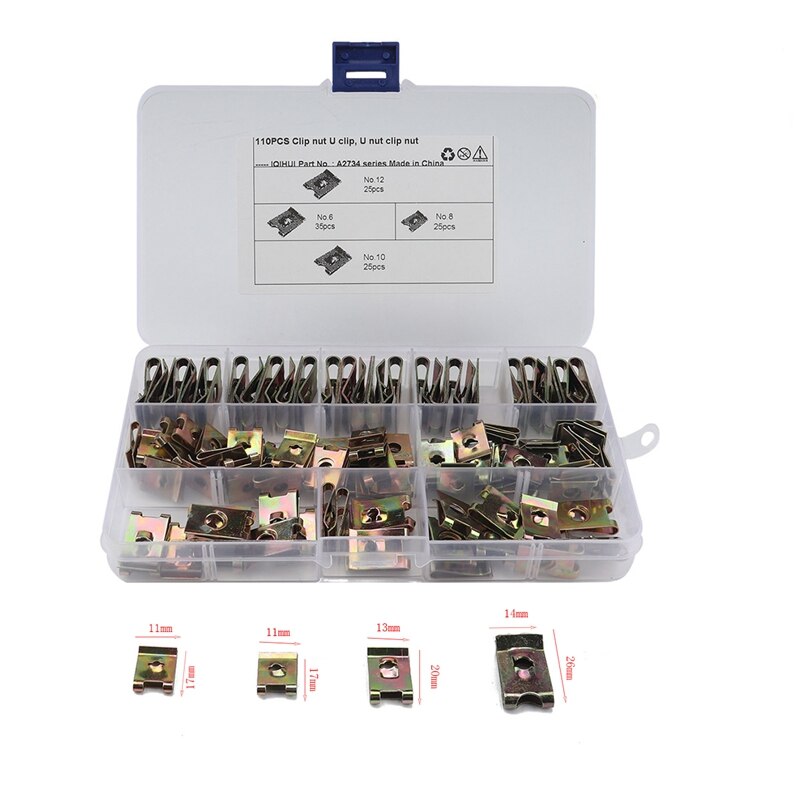 110Pcs Speed Fasteners Clips U Nuts Self Tapping Screw Spire U Clips Interior Trim Panels