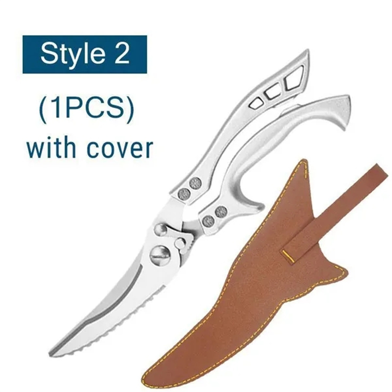 Upgrade Multi-purpose Kitchen Scissors Powerful Chicken Bone Scissors Large Household Food Scissors Stainless Kitchen Knife: Brown