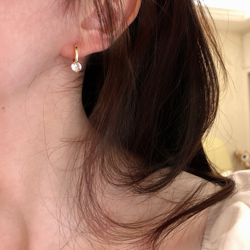 REETI – boucles d&#39;oreilles Huggie en argent Sterling 925 et zircone cubique pour femmes, pendentif rond