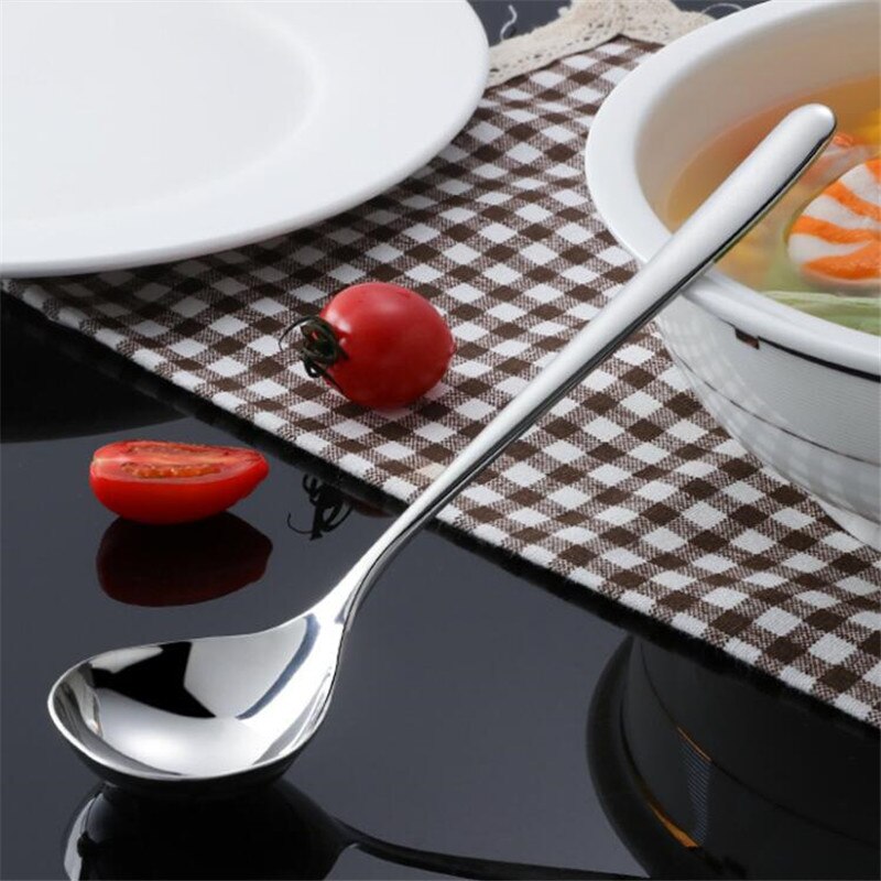 304 Stainless Steel Spoons With Long Handle Korean Soup Spoon Dinner Spoons Rice/Salad Tableware