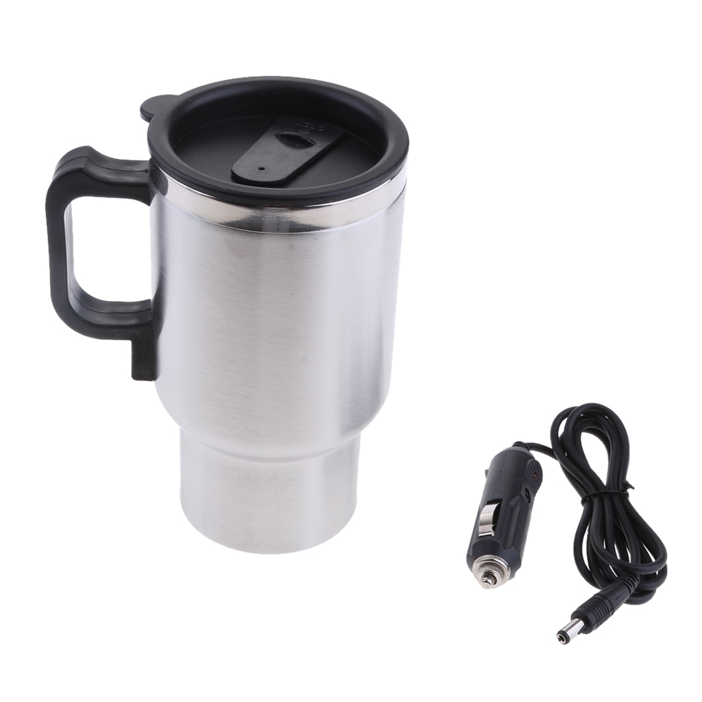 500ML12V Auto Verwarming Cup Drink Water Waterkoker Elektrische Verwarmde Mok Cup Fles Met Aansteker Kabel Roestvrij Staal Reizen Mok