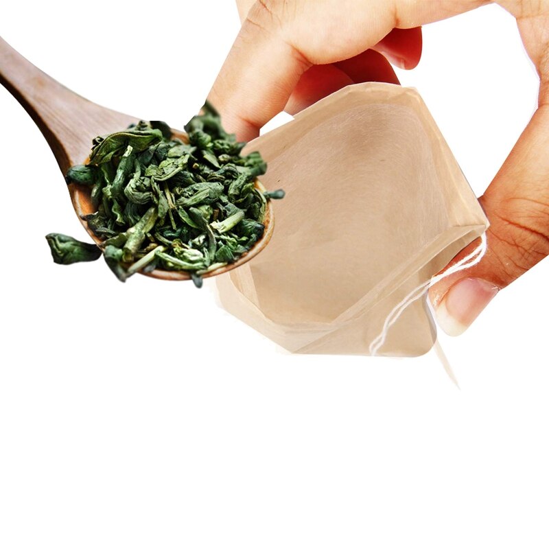 Tefilterposer, teposer til løs te 500 pakke engangs med løbebånd til kaffe, duftende te, løs te, suppepakke og