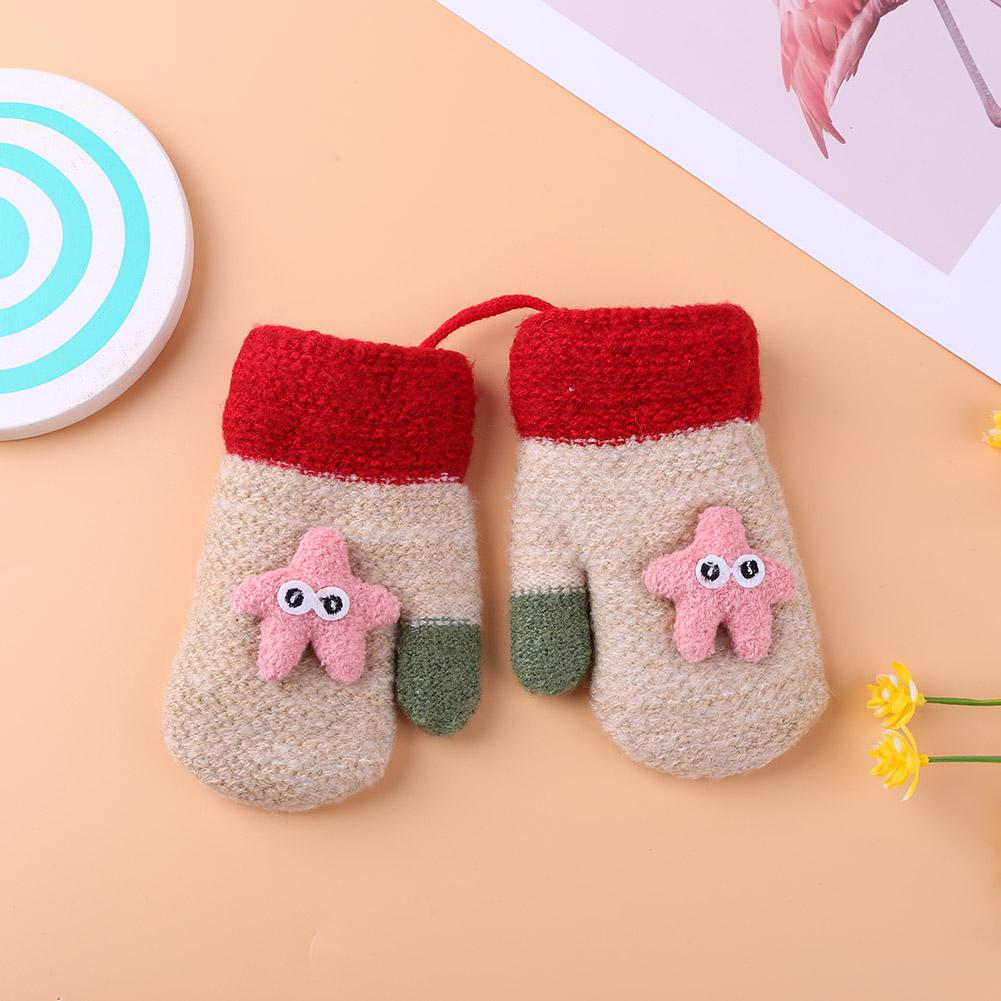 1 Pair Children Cartoon Gloves Thicken Imitation Lamb Fleece Autumn Winter Warm Girls Boys Apparel Accessories