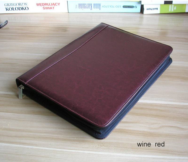 A4 erweitert dateiordner organizer reißverschluss dokumentenmappe für ipad Portfolio padfolio mit notizblock Notizbuch stiftschlaufe Halfter 1311: Burgund