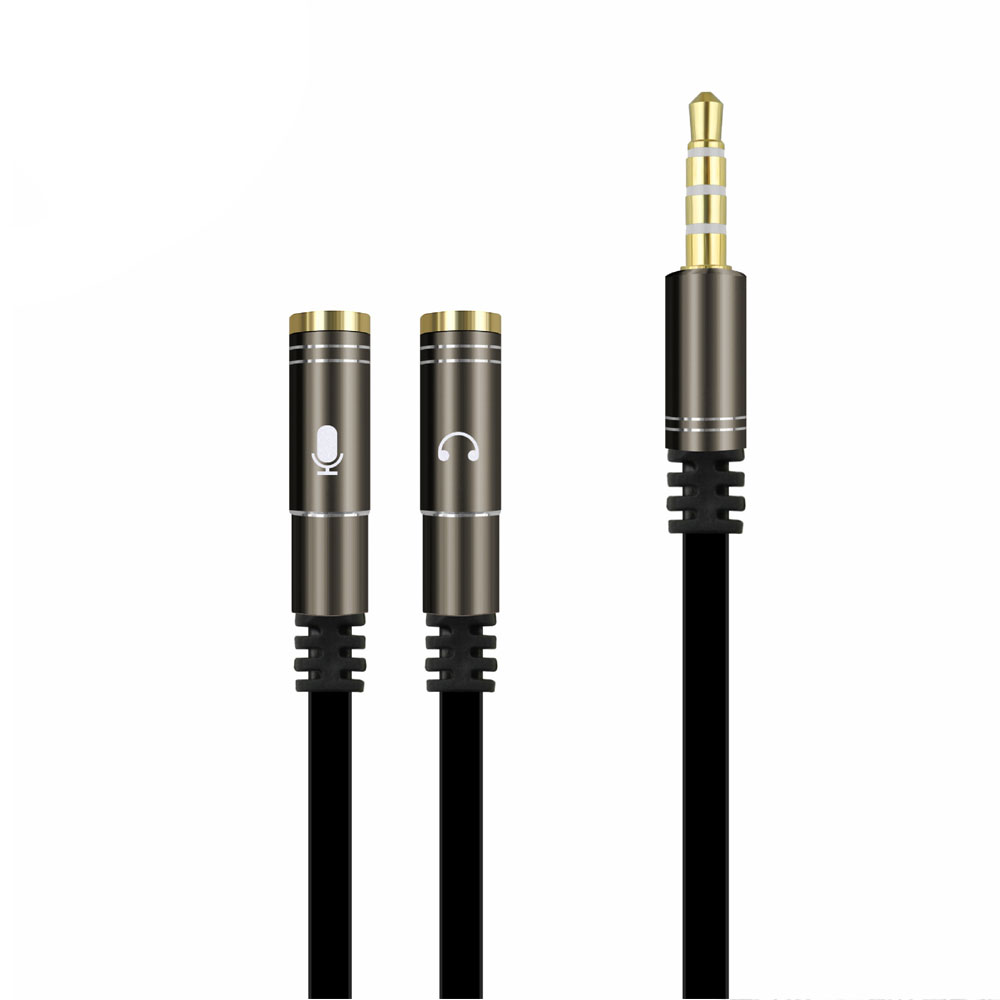 2 en 1 3.5mm prise casque Audio stéréo mâle à femelle casque écouteur micro Y séparateur câble adaptateur connecteur pour téléphone portable: Black