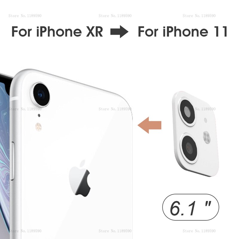 Voor iphone XR Seconden Veranderen Voor iphone 11 iphone 11 Camera Lens Screen Protector Tweede Generatie Lens Film Metalen Lens sticker: 6.1inch white