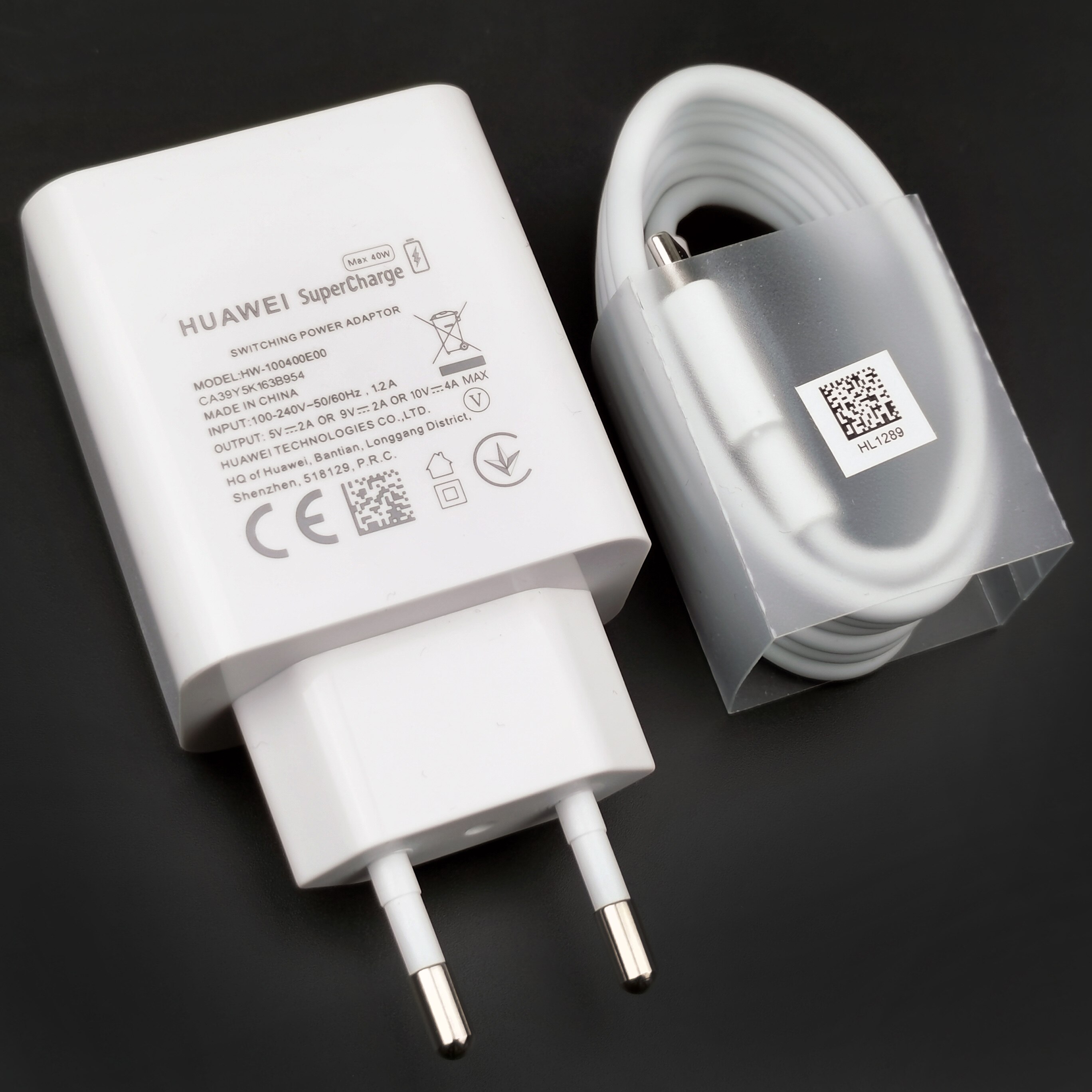 Original Huawei SuperCharge 40W adaptador de carga rápida 10V 4A Max Cable de cargador rápido tipo C para Mate 30 20 Pro 10 9 P30 P20 V20