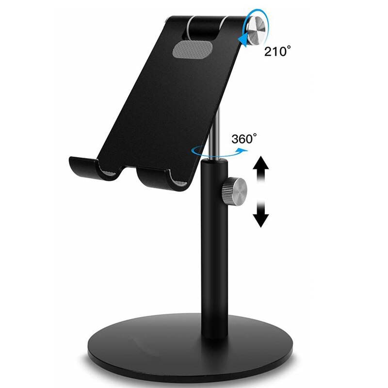 Justerbar bordholder til tablet iphone aluminium metal tablet holder til ipad pro mini samsung uchwyt na tablet: Teleskop-sort
