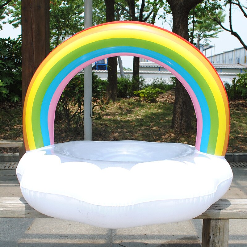Aufblasbare Regenbogen Schwimmen Ring Wolke Wasser Boje Erwachsene Super Große Pvc Schwimm Reihe Montieren Einhorn Schwimmbad Spielzeug Erwachsene