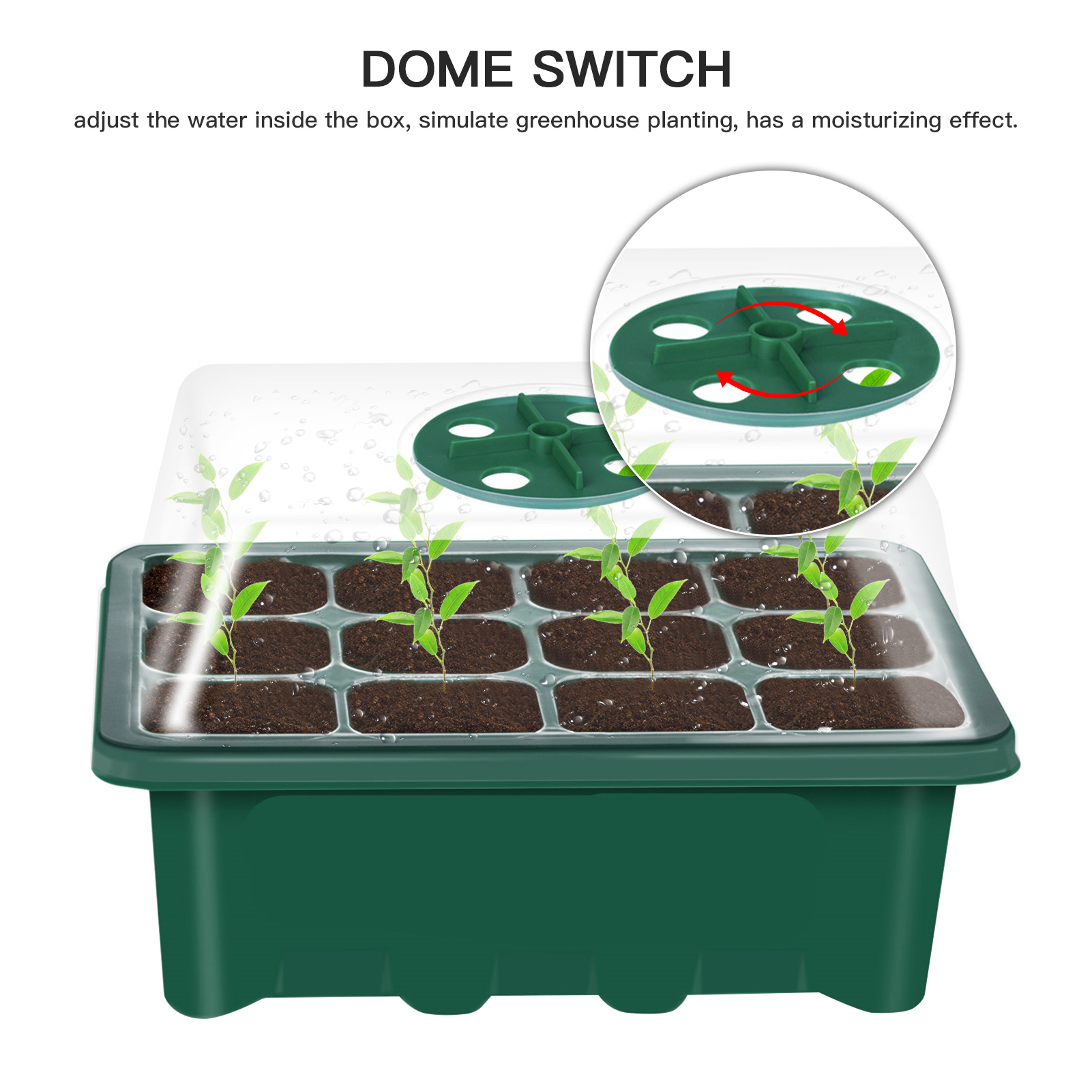 Germination Box Seed Starter Kit 10PCS Plastic 12 Cells Nursery Pots With Dome And Base Gardening Supplies Seedling Trays
