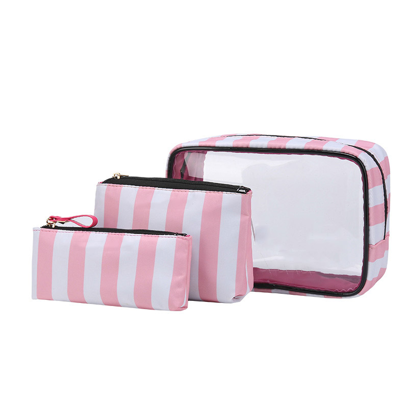 Women Bag Letter Pvc Cosmetic Bag Three-Piece Outdoor Travel Waterproof Wash Bag Transparent Bag: 2