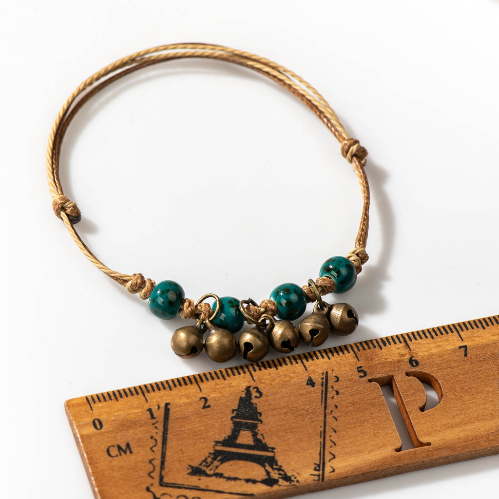 Handmade Ceramic Retro Style Beads Adjustable Size Bracelet Small Bell Low Price Items 1H901