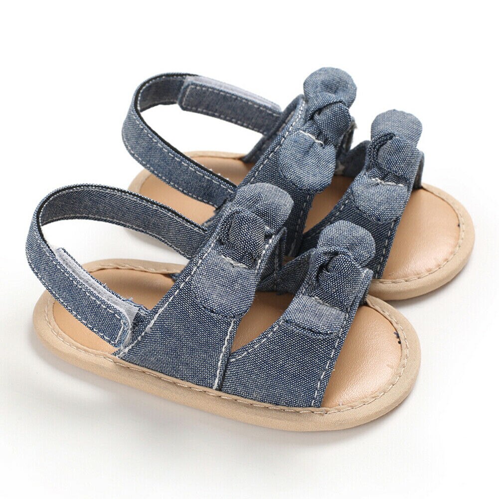 Baby Baby Meisje Zachte Zool Sandalen Schoenen 0-12Month Peuter Zomer Schoenen Boog-Knoop Sandaal: Denim Blue / 13