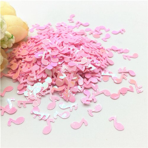 Pailletten 4*9mm muzieknoot vorm losse pvc pailletten voor 3d nail art decoratie manicure diy knutselen bruiloft accessoire confetti 20g: Ab roze