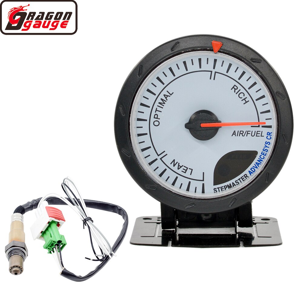 Dragon 60mm Auto Air Fuel Ratio Car Gauge White and Red Backlight Narrow Band Oxygen Sensor Meter