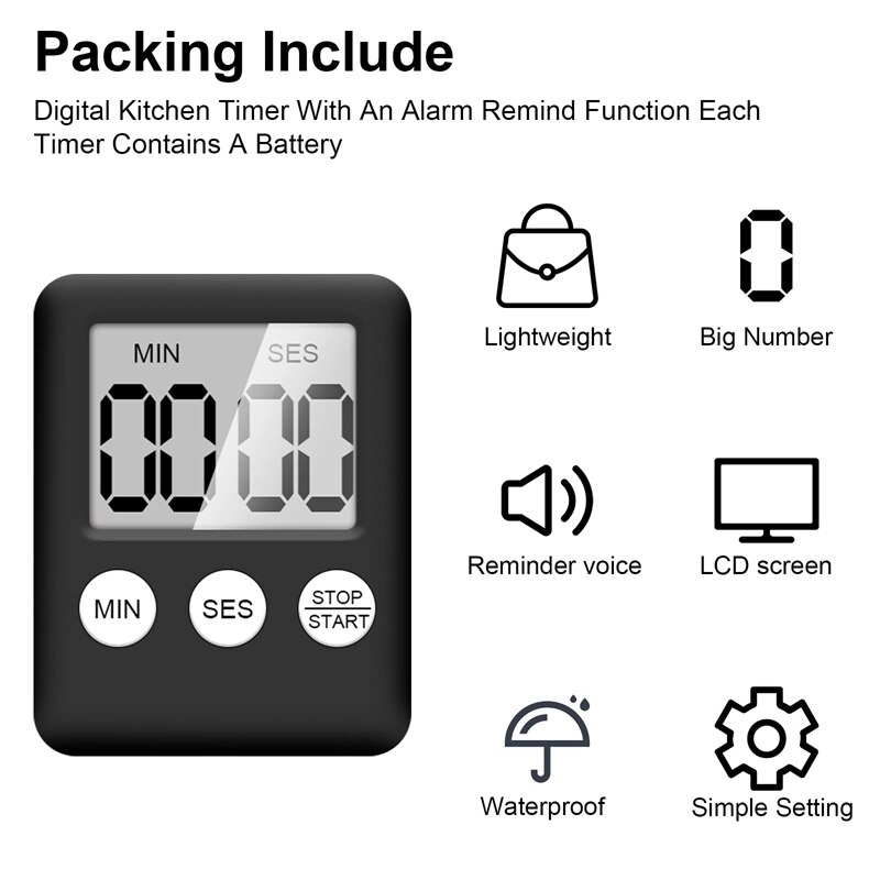 Digital Kitchen Timer 4 Pieces Kitchen Alarm Clock with Alarm Short Timer Magnetic Egg Timer Kitchen Clock Countdown