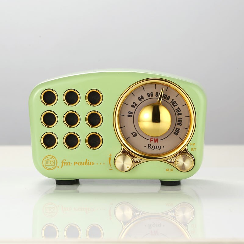Bluetooth-radiolautsprecher, vintage-radio – fm-radio im altmodischen klick-stil, starke bassverstärkung (grün)
