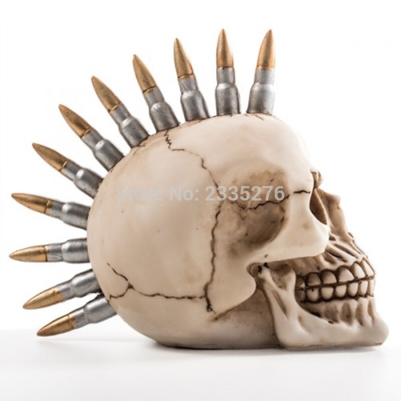 1 stuks Halloween Hars Schedel Collectie Bullet Haar Punk Schedel Skelet Hoofd Ornament