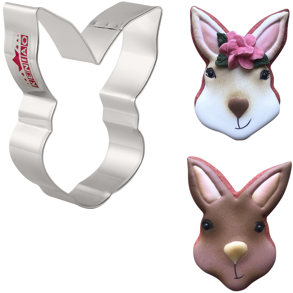 KENIAO Spring Easter Bunny Face Cookie Cutter 8.8*7.3cm Biscuit Fondant Pastry Sandwich Mold Stainless Steel Large Cooki Mold
