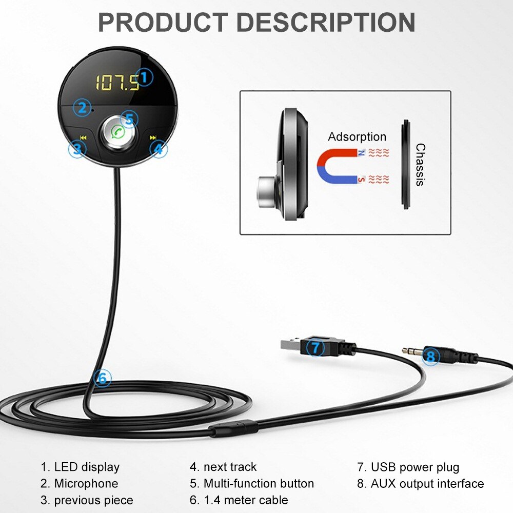 MP3 Auto Bluetooth Modulator FM Modulator Center Konsole Auto MP3 Bluetooth-Player AUX FM Transmitter Auto Wireless Stereo Radio
