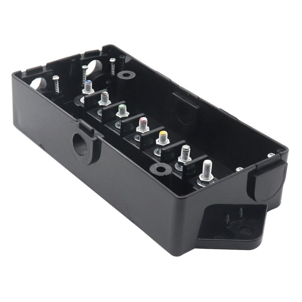 Black 7-Way Trailer Wire Junction Box Camper Truck Weather Proof Light Cord Plug Port Trailer Junction Box