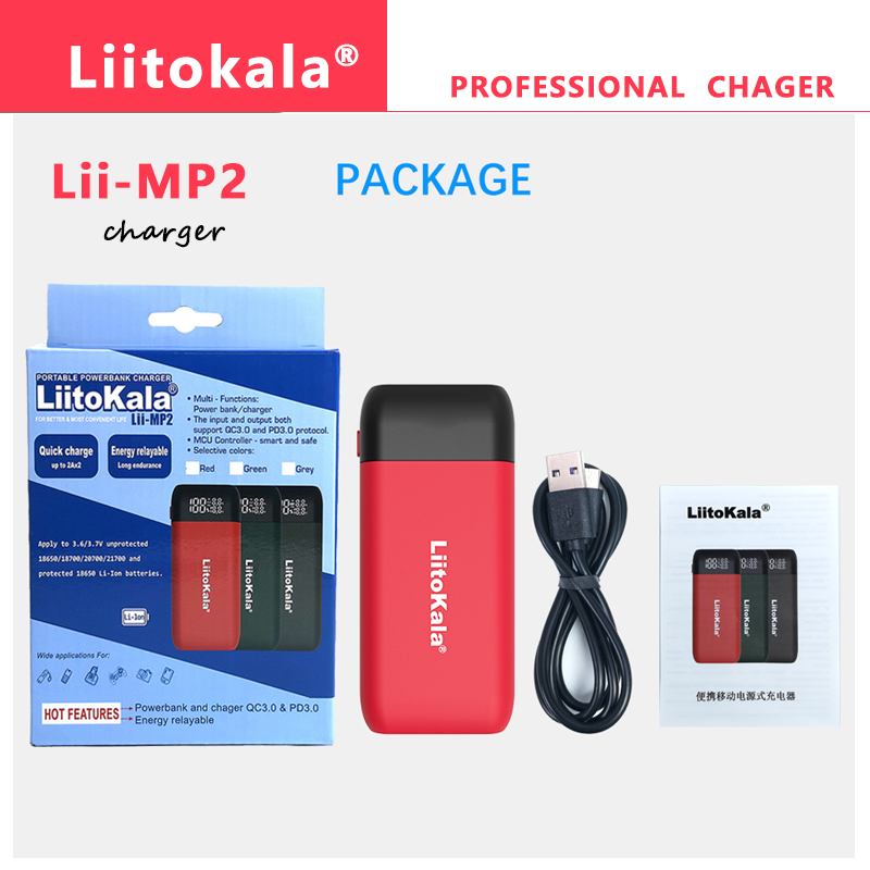 VeitoKala Lii-MP2 Lii-D4XL Lii-C2 18650 21700 Chargeur De Batterie Rechargeable Et Power Bank QC3.0 Entrée/Sortie Affichage Numérique