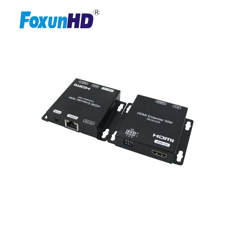 Foxun 50 メートルの hdmi エクステンダー 3D ir 1080 @ 60 hz YUV4:4:4 サポート poc EX13 hdmi エクステンダー RJ45